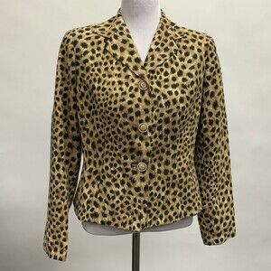 Judith Hart Women's Blazer Jacket Size 8 Petite Multicolor Brown Animal Print